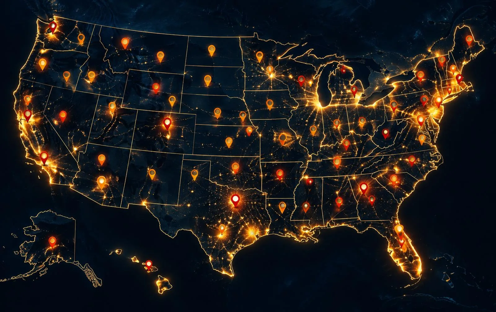 PalletCove Liquidation delivery coverage map of the United States Map of the United States showing the states PalletCove Liquidation ships liquidation pallets and truckloads to from Houston, Texas